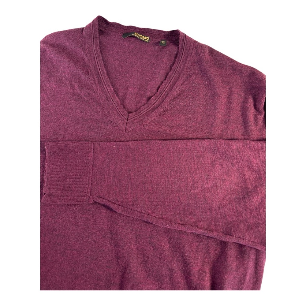 Murano Merino Italian Wool Men's  XL Sweater Purple Burgundy Long Sleeve Soft